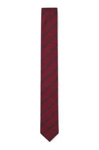 Modern silk-blend tie with a stripe motif, Dark pink