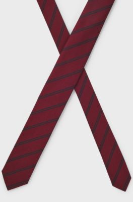 Modern silk-blend tie with a stripe motif, Dark pink