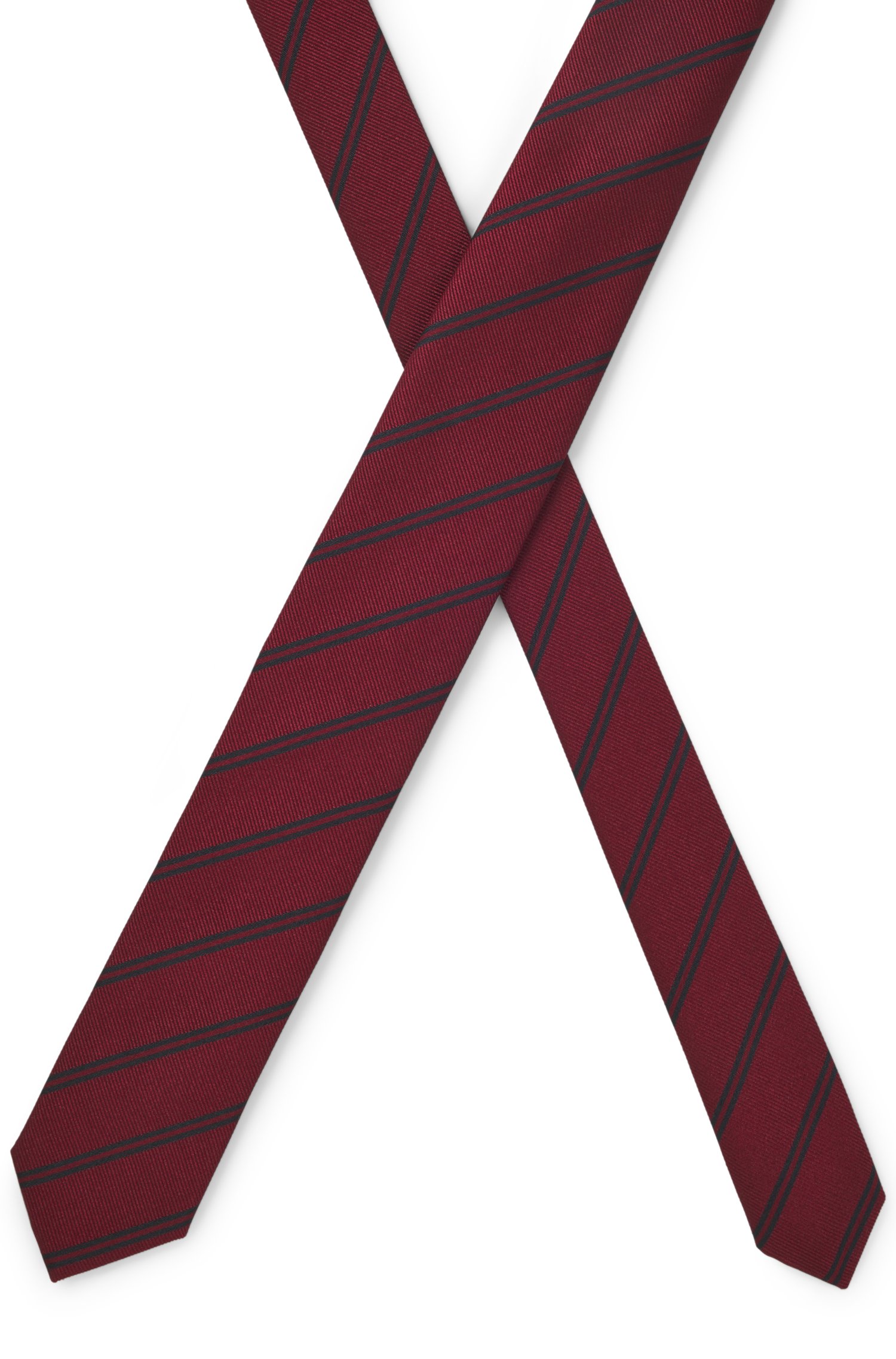Hugo Modern silk-blend tie with a stripe motif slipsar herr – bild 3