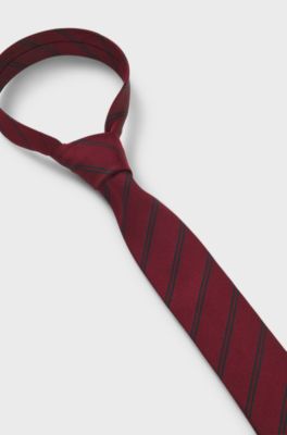 Modern silk-blend tie with a stripe motif, Dark pink