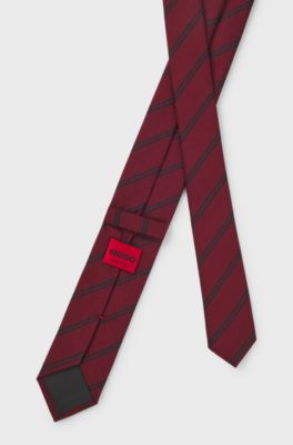 Modern silk-blend tie with a stripe motif, Dark pink