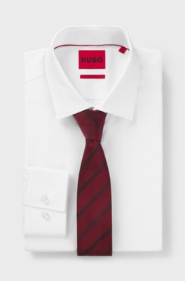 Modern silk-blend tie with a stripe motif, Dark pink