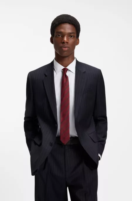 Modern silk-blend tie with a stripe motif