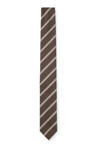 Modern silk-blend tie with a stripe motif, Brown Patterned
