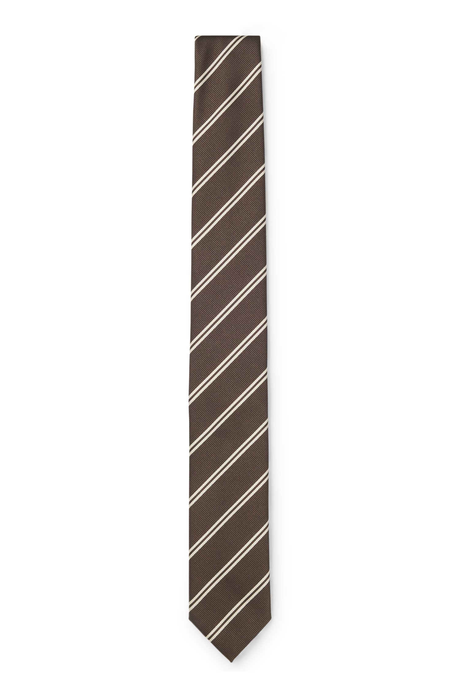 Hugo Modern silk-blend tie with a stripe motif slipsar herr