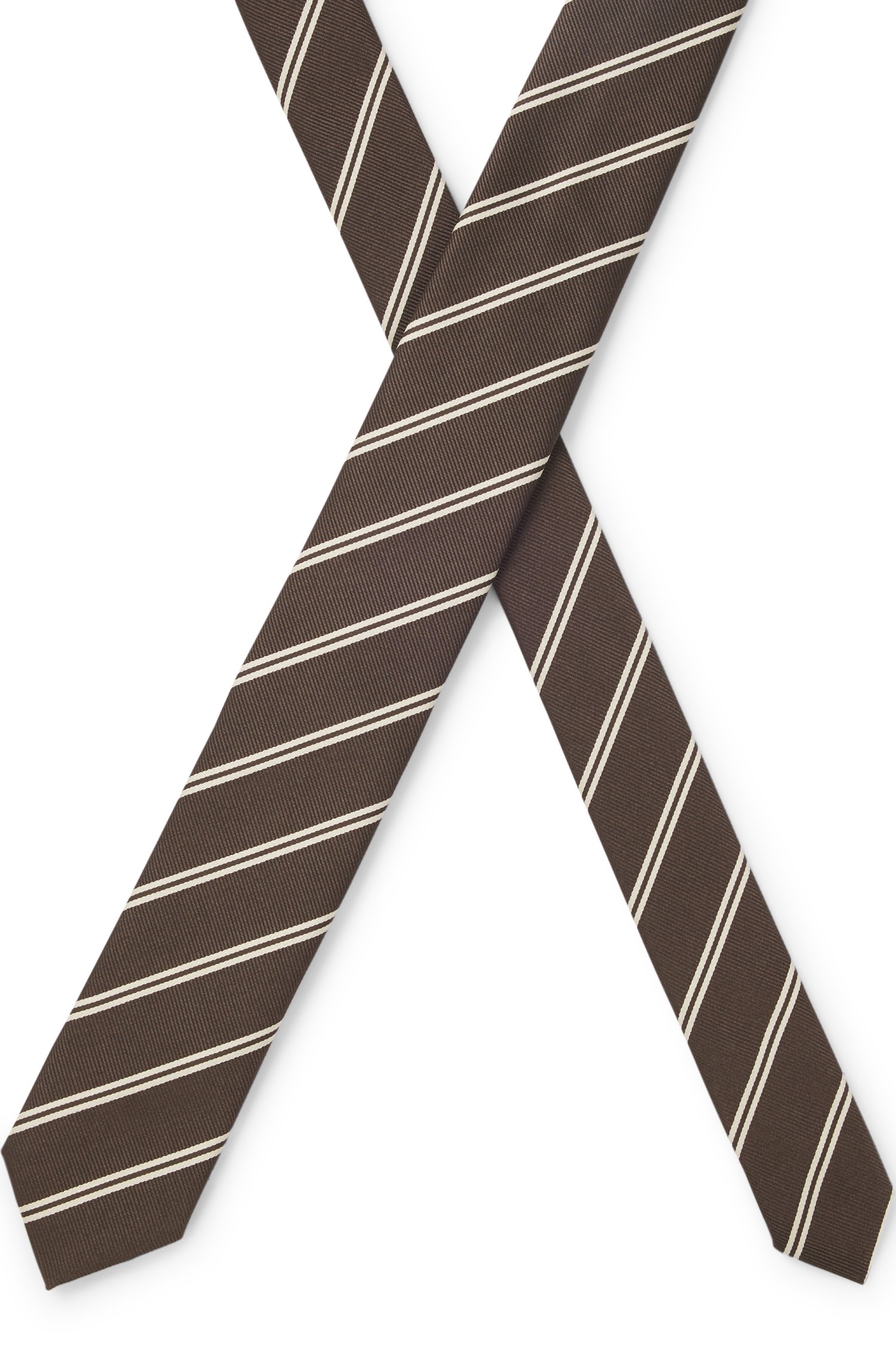 Hugo Modern silk-blend tie with a stripe motif slipsar herr – bild 3