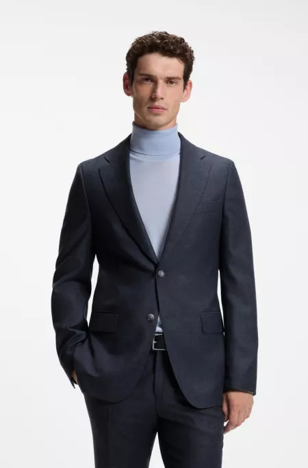 Patterned slim-fit blazer in Italian virgin wool