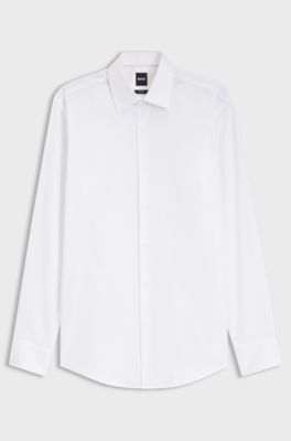 Slim-fit shirt in easy-iron cotton twill, White