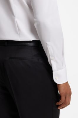 Slim-fit shirt in easy-iron cotton twill, White