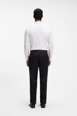 Slim-fit shirt in easy-iron cotton twill, White