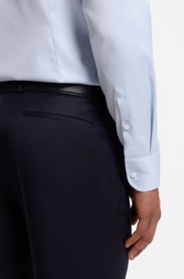 Slim-fit shirt in easy-iron cotton twill, Light Blue