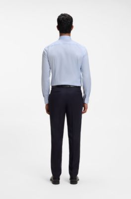 Slim-fit shirt in easy-iron cotton twill, Light Blue