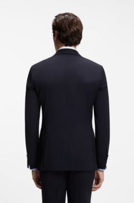 BOSS BY BECKHAM slim-fit suit jacket in wool and cashmere, Dark Blue