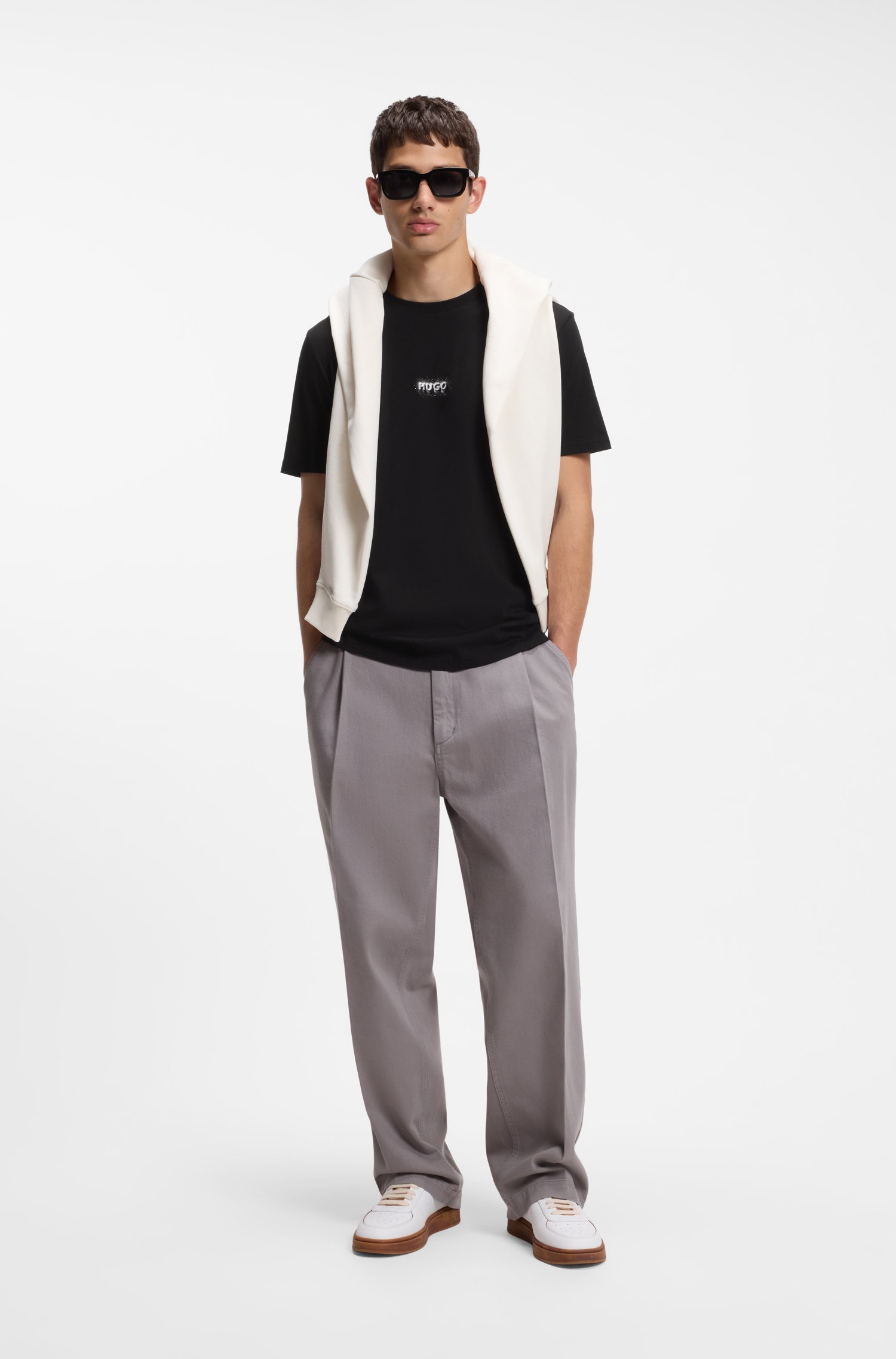 Hugo Cotton T-shirt with logo print herr – bild 2