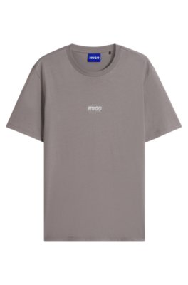Hugo Uomo Grigio Chiaro T-Shirt In Cotone Con Logo Stampato