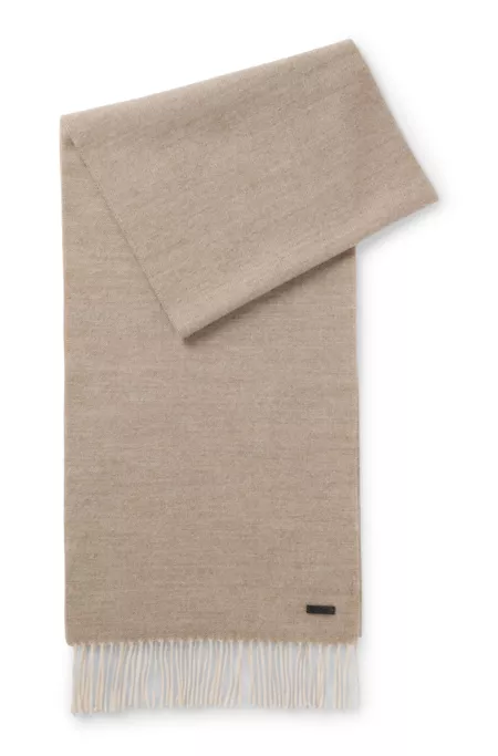 Double-faced scarf in wool with logo label