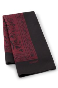 Jacquard-patterned scarf in a soft silk blend, Dark pink