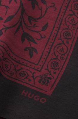 Jacquard-patterned scarf in a soft silk blend, Dark pink