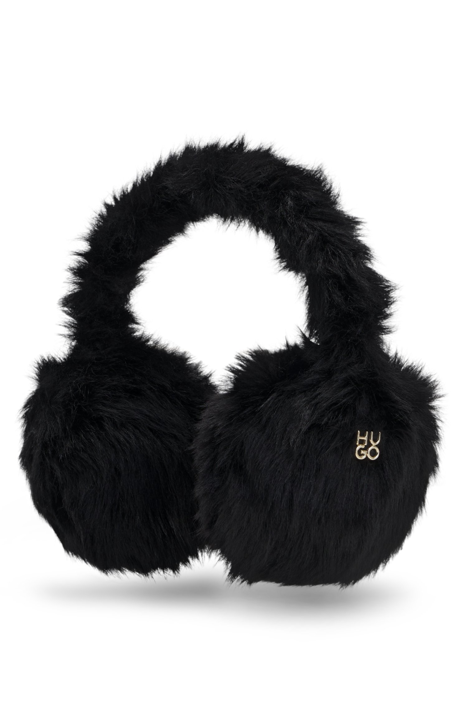 Hugo Faux-fur earwarmers with metallic logo detail håraccessoarer dam
