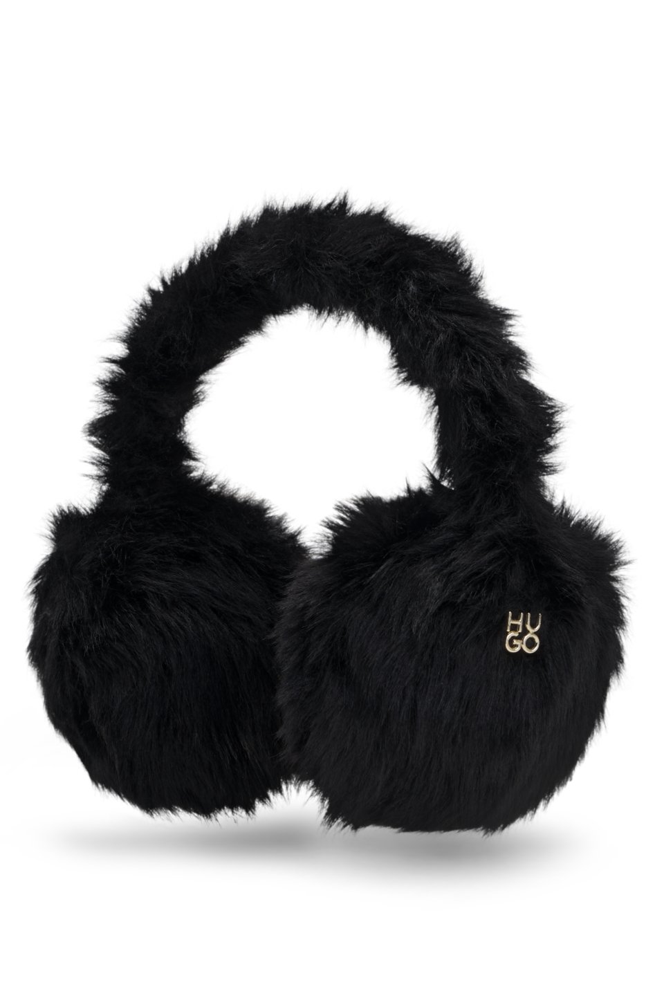Faux-fur earwarmers with metallic logo detail