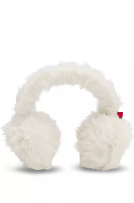 Cache-oreilles en fausse fourrure avec logo métallique