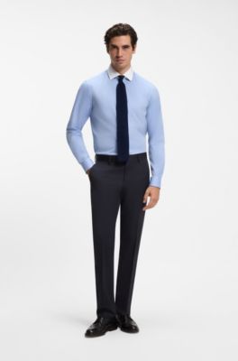 BOSS BY BECKHAM slim-fit suit trousers in wool and cashmere, Dark Blue