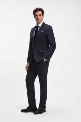 BOSS BY BECKHAM Pantaloni da abito slim fit in lana e cashmere, Blu scuro