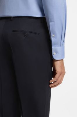 BOSS BY BECKHAM slim-fit suit trousers in wool and cashmere, Dark Blue