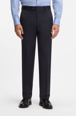 BOSS BY BECKHAM slim-fit suit trousers in wool and cashmere, Dark Blue