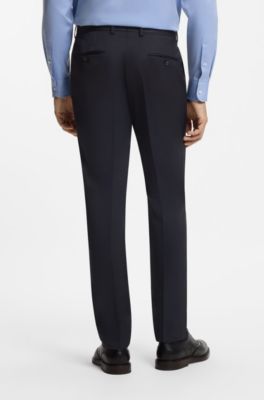 BOSS BY BECKHAM slim-fit suit trousers in wool and cashmere, Dark Blue