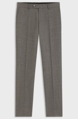 BOSS BY BECKHAM slim-fit suit trousers in Italian wool, Dark Brown