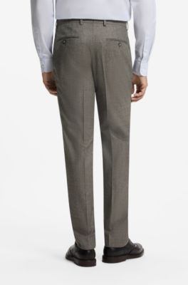 BOSS BY BECKHAM slim-fit suit trousers in Italian wool, Dark Brown