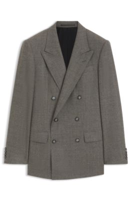 BOSS BY BECKHAM slim-fit suit jacket in virgin wool, Dark Brown