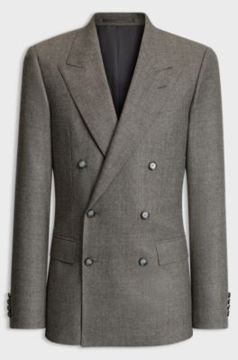 BOSS BY BECKHAM slim-fit suit jacket in virgin wool, Dark Brown