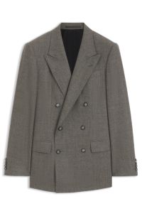 BOSS BY BECKHAM slim-fit suit jacket in virgin wool, Dark Brown