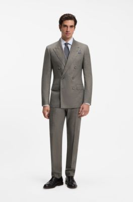 BOSS BY BECKHAM slim-fit suit jacket in virgin wool, Dark Brown