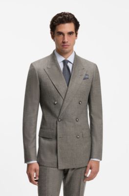 BOSS BY BECKHAM slim-fit suit jacket in virgin wool, Dark Brown