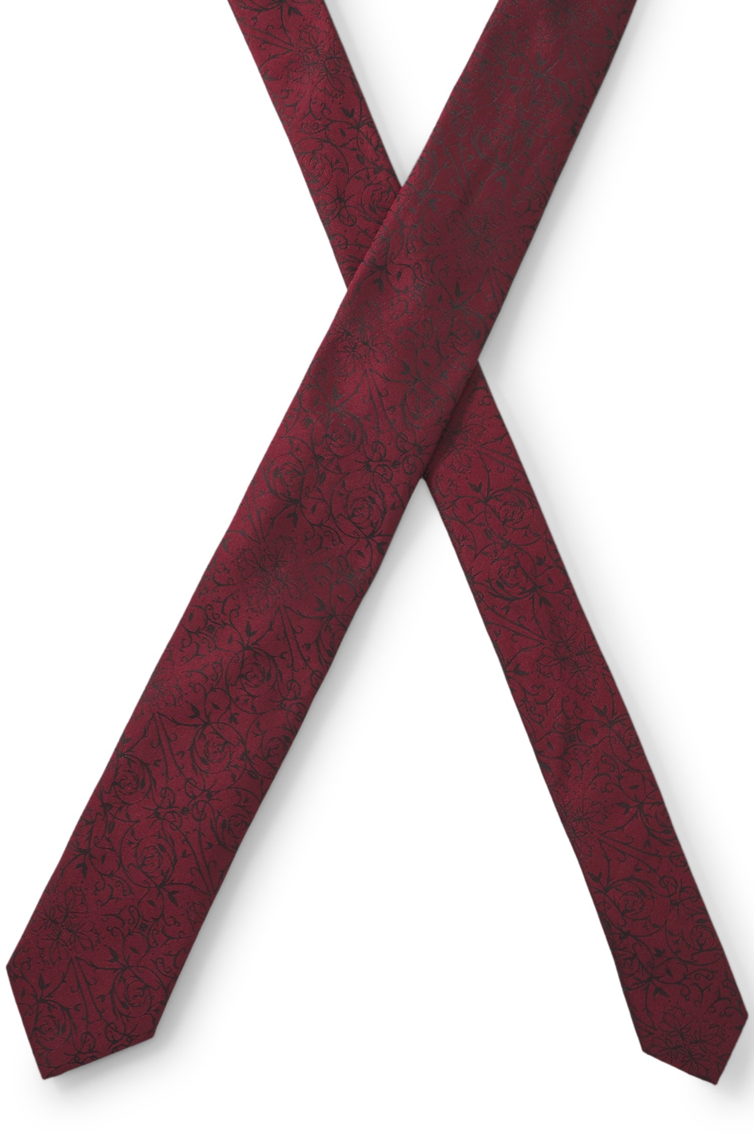 Hugo Silk-blend tie with jacquard-woven floral pattern slipsar herr – bild 3
