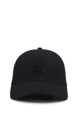 Porsche x BOSS stretch-cotton cap with gloss logo, Black