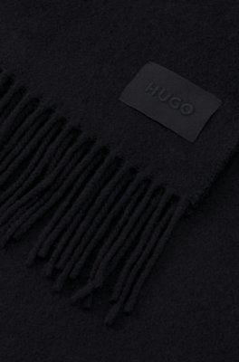 Hugo Fringed scarf in a wool blend with logo label halsdukar dam – bild 3