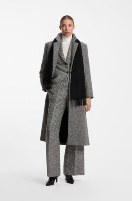 Hugo Fringed scarf in a wool blend with logo label halsdukar dam – bild 2