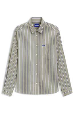 Hugo Oversized-fit shirt in striped cotton poplin randiga skjortor herr – bild 4