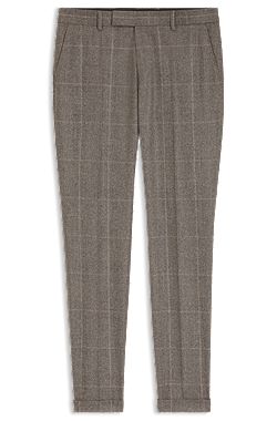 Checked slim-fit trousers in Italian virgin wool