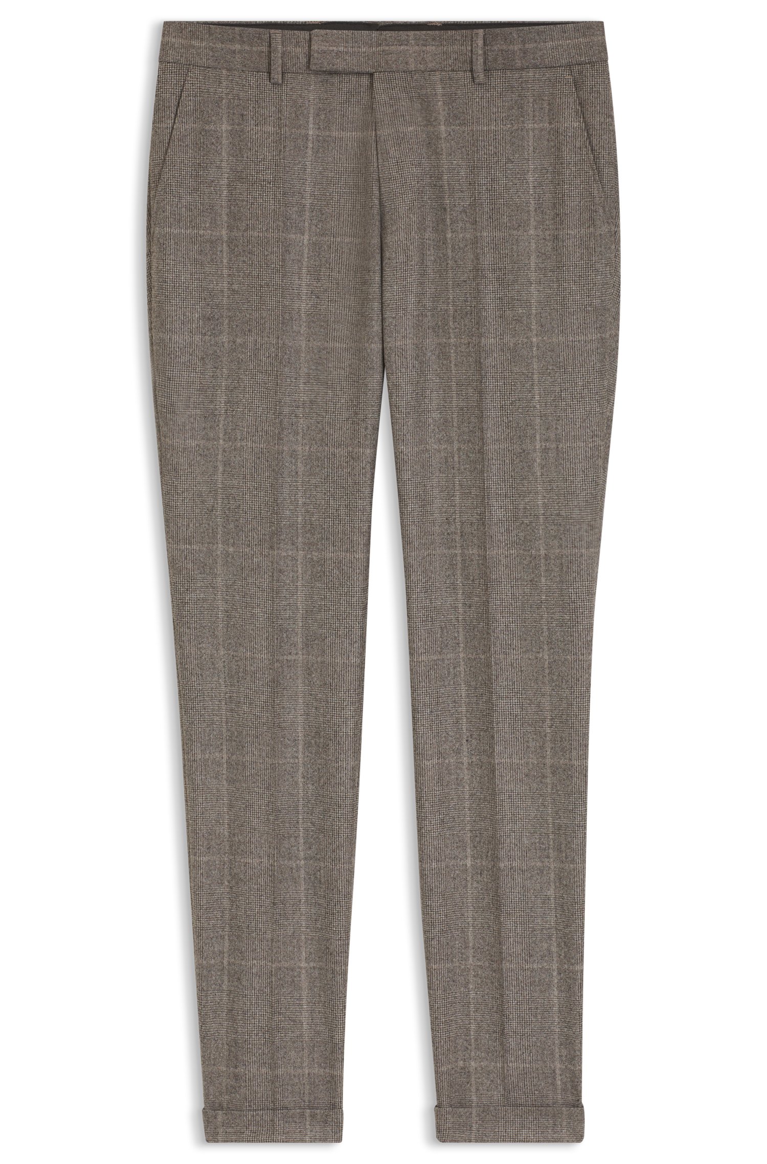 Boss Checked slim-fit trousers in Italian virgin wool byxor herr – bild 3