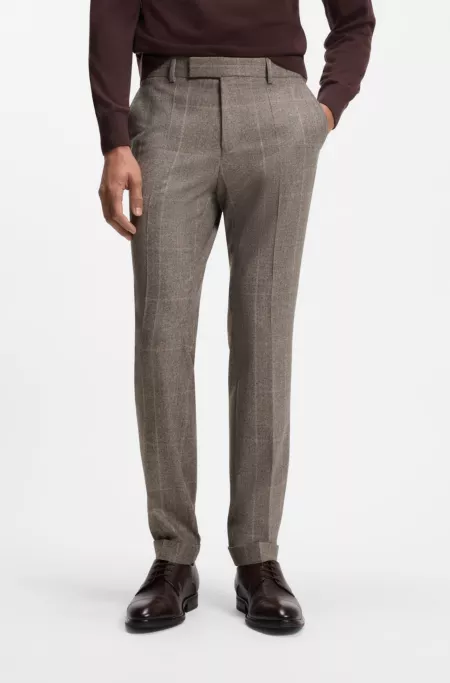 Pantalon Slim en laine vierge italienne à carreaux