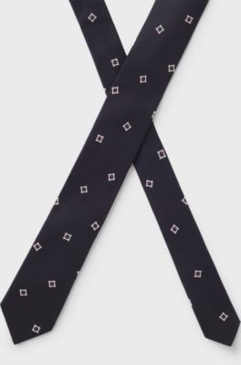 Tie with all-over digital print, Dark Blue