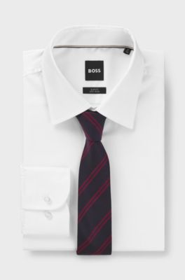 Formalwear tie with a diagonal stripe design, Dark Blue