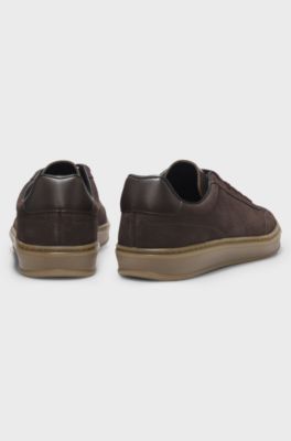 BOSS BY BECKHAM Sneakers aus strukturiertem Nubukleder, Dunkelbraun