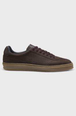 BOSS BY BECKHAM Sneakers aus strukturiertem Nubukleder, Dunkelbraun
