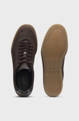 BOSS BY BECKHAM Sneakers aus strukturiertem Nubukleder, Dunkelbraun